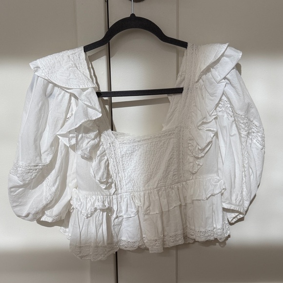 RHODE White Ruffled Blouse - Picture 2 of 6